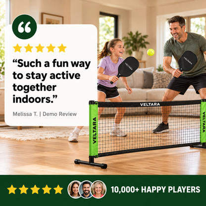 Veltara indoor mini pickleball set gallery image 5, illustrative demo graphic