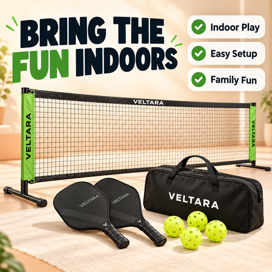 Veltara indoor mini pickleball set gallery image 1, illustrative demo graphic